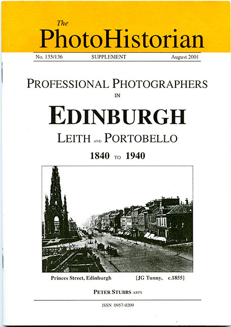Booklet published by the Historical Group of the Royal Photographic Society  -  Professional Photographers in Edinburgh, Leith and Portobello, 1840-1940