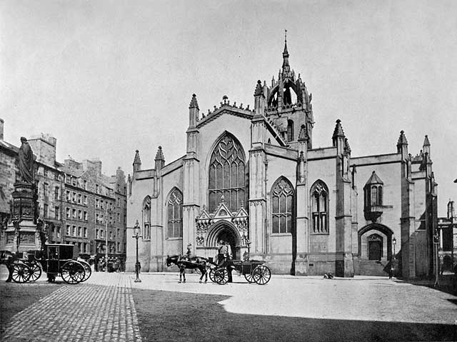 Photograph from View Album of Edinburgh & District, published by Patrick Thomson around 1900  -  St Giles' Cathedral