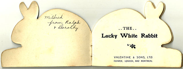 Book published by Valentine & Sons Ltd, probably in the early-1900s  -   The Lucky White Rabbit  - Inside of Book Covers