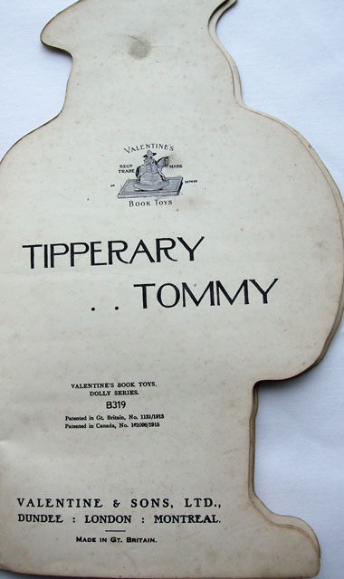 The Title Page of a 'book toy' published by Valentine & Sons - 'Tipperary Tommy'