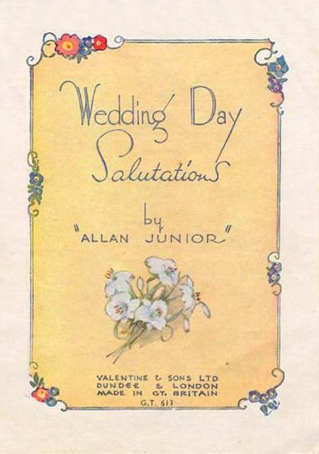 The frontispiece of a small book in Valentine's 'Golden Thoughts' series of booklets  -  Wedding Day Salutations