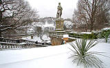 View from the steps at the NE corner of West Princes Street Gardens  -  Looking SW across the gardens towards Edinburgh Castle