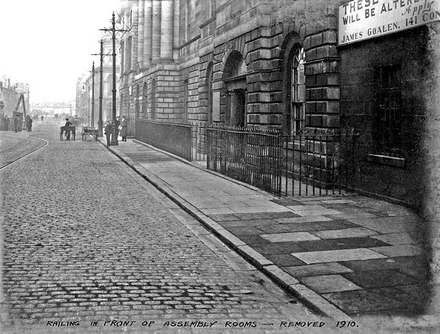 Assembly Rooms, Constitution Street, Leith  -  Railings removed 1910
