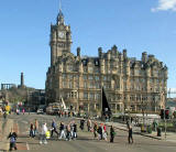 Looking along Princes Street towards the Balmoral Hotel and the East End of Princes Street