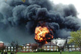 A major fire destroys Bruce Peebles' transformer factory at East Pilton on April 12, 1999