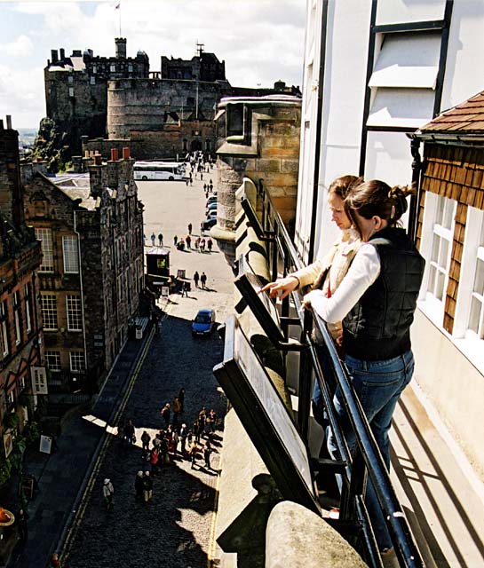 View from the Camera Obscura  -  Two Girls and Edinburgh Castle