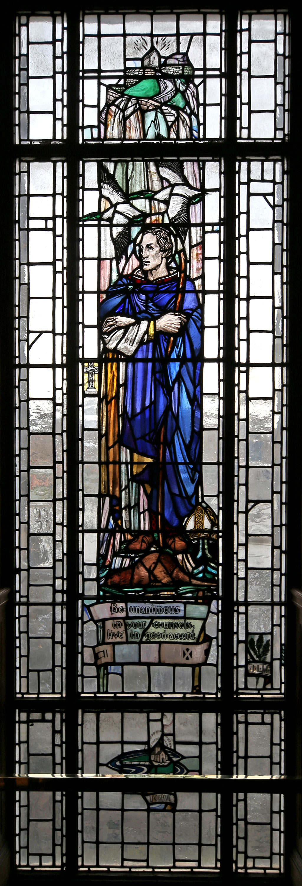 The City Chambers  -  High Street, Edinburgh  -  Stained Glass Window on the Staircase, 'Be unanimous ...'