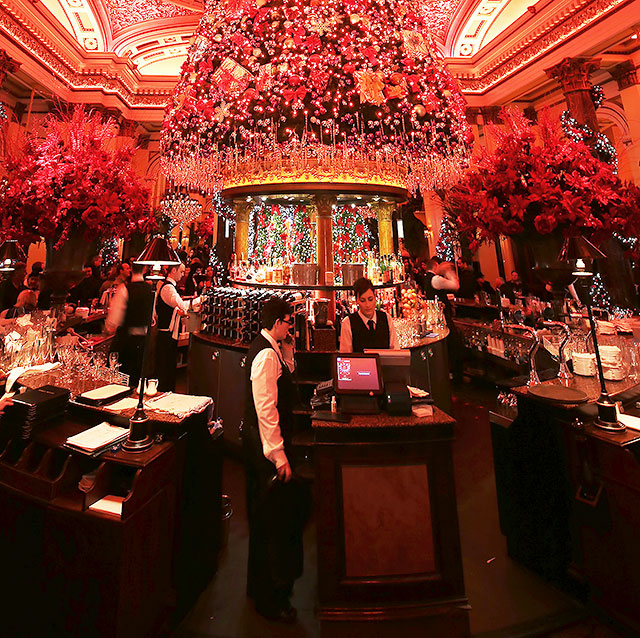 The Dome Restaurant, 14 George Street  -  Staff at work beneath the Christmas Tree