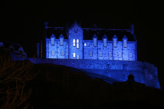 Edinbuyrgh Castle, floodlit to celebrate St Andrew's Day - 30 November 2014