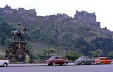Edinburgh Castle seen from Princes Street  -  Cars parked in Princes Street  -  1962