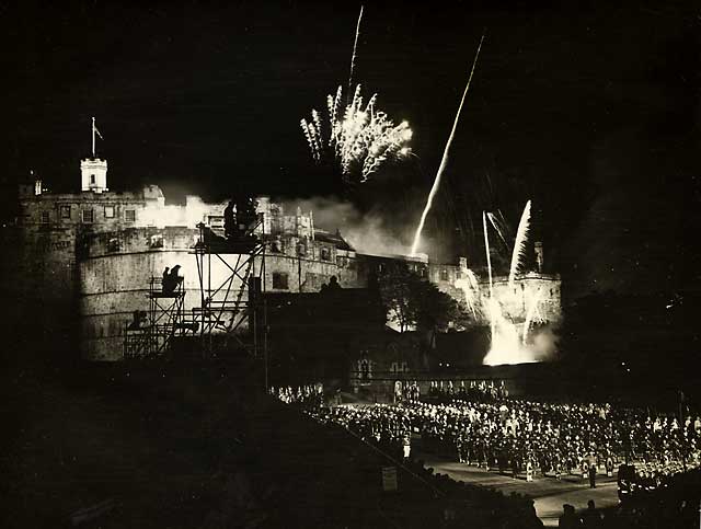 Fireworks at the end of the Edinburgh Tattoo, performed on the Esplanade at 