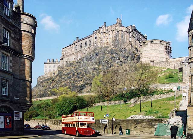 Edinburgh Castle  -  View from the Grasssmarket  -  April 2003