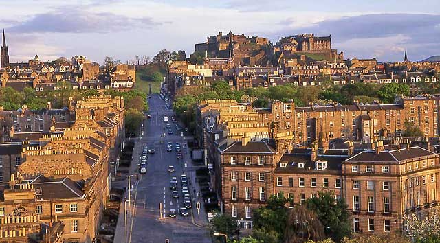 View from the roof of St Stephen's Church, looking to the south towards Ediburgh Castle