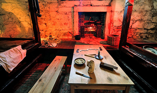 Edinburgh Castle - Reconstruction some of the cells used to house Prisoners of War from the Napoleonic Wars in the 19th century