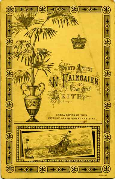 Cabinet Print of a man in Miliatary Uniform (back) - by William Fairbairn, Leith