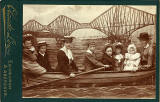 Cabinet Print  -  Family in a 'studio boa't with a backdrop of the Forth Bridge