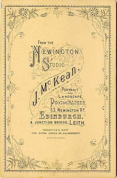 The back of a Cabinet Print  -  John McKean  -  2 men + 19 boys