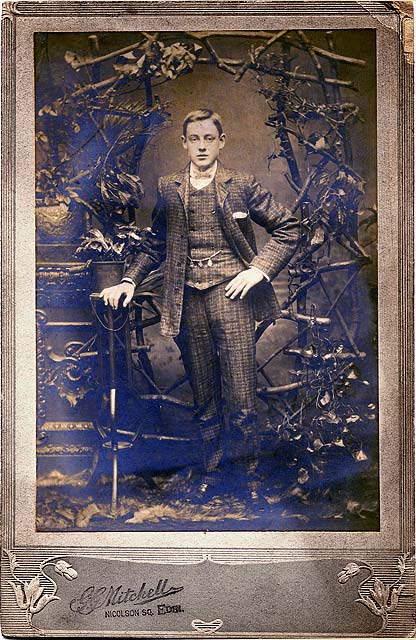 Cabinet print from the studio of Grierson Gordon Mitchel  - Young Man and Trellis