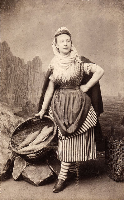 Moir & Halkett Cabinet Print - Jeremy Nayler's great grandmother, dressed as a Newhaven Fisherwoman - Photo taken around 1889 to 1893.