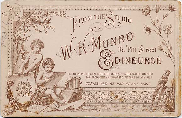 tHE BACK OF A The back of a cabinet print by W K Munro  -  Six Children