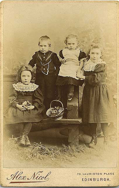 Cabinet Print by Alexander Nicol  -  Four children and a basket