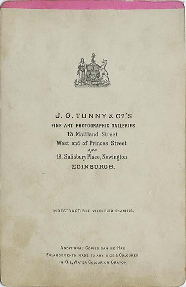 J G Tunny  - The back of a  Cabinet Print  -  Medical Students