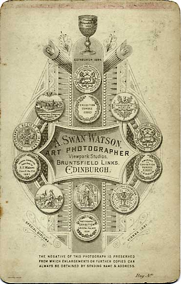 The back of a cabinet print by A Swan Watson  -  Man at Desk