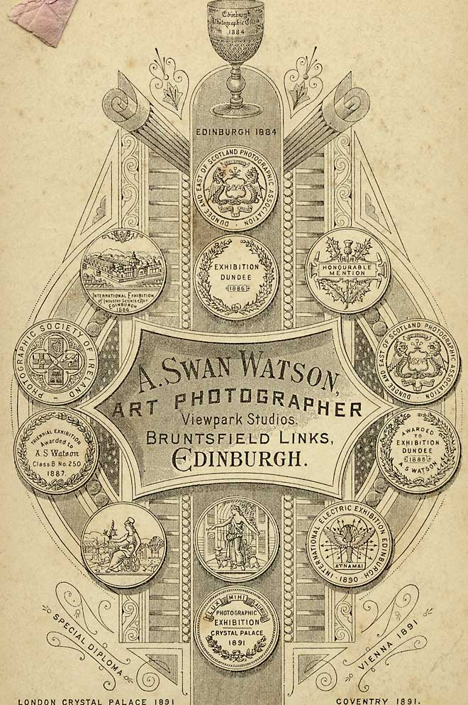 Zoom in to see the medals on the back of a cabinet print by A Swan Watson