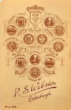 Cabinet Print (back)  -  Photographer: Robert S Webster