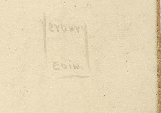 Enlargement of the name on a platinotype print by Yerbury