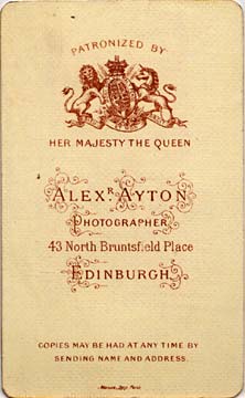 Alex Ayton jun  -  Carte de Visite  -  No 2  -  back