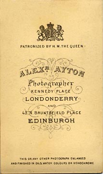 Alex Ayton jun  -  Carte de Visite  -  No 10  -  back