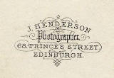 Detail from the back of a carte de visite by James Henderson whose photographic studio was at 68 Princes Street from 1856 until 1867