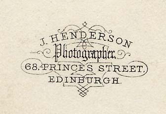 Detail from the back of a carte de visite by James Henderson whose photographic studio was at 68 Princes Street from 1856 until 1867