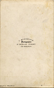 The back of a carte de visite by John Horsburgh  from studio at 17 Princes Street  -  man seated