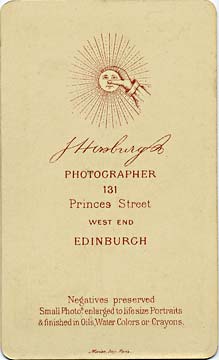 The back of a  carte de visite by John Horsburgh  -   Oval  -  Bearded Man