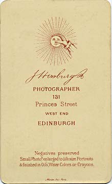 The back of a  carte de visite by John Horsburgh  -   Oval  -  Bearded Man