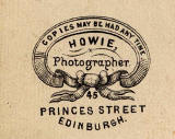 Detail on the back of a carte de visite by Howie of 45 Princes Street.  Which member of the Howie family produced this carte de visite?