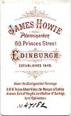 James Howie  -  Carte de Visite  -  Back of card