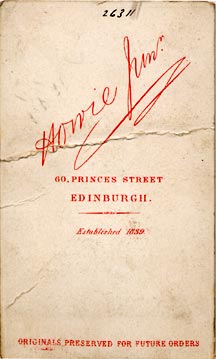 Back of a Stereo View by Moffat, giving date established 1839