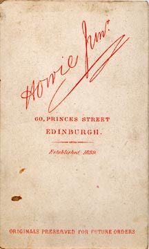 Back of a Stereo View by James Howie, giving date established 1839