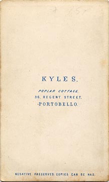 The back of a carte de visite  -  Kyles  -  36 Regent Street  -  Lady and gate