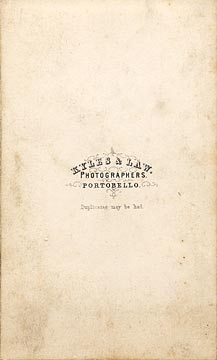 The back of a carte de visite  -  Kyles & Law  -  No address given  -  Lady