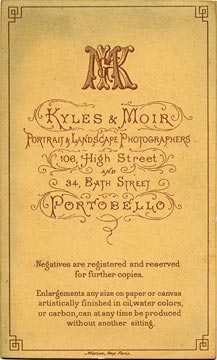Carte de visite  -  Kyles & Moir  - 1877 to 1882  - In uniform