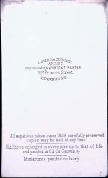 Carte de Visite by John Lamb  -  back