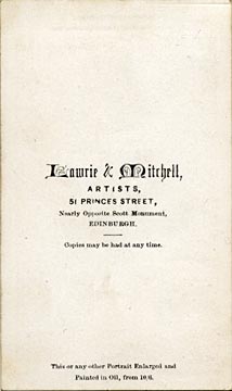 Lawrie & Mitchell carte de visite  -  not faded  -  back