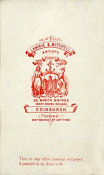 Lawrie & Mitchell  -  the back of a carte de visite