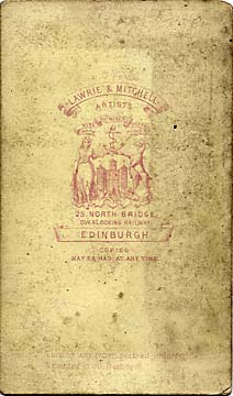 Lawrie & Mitchell  -  the back of a carte de visite