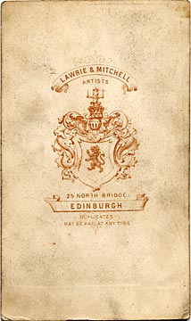 Lawrie & Mitchell  -  the back of a carte de visite