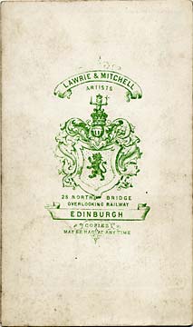 Lawrie & Mitchell  -  the back of a carte de visite